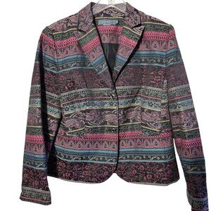 90s Womens Blazer Size 8 Tapestry Dark Academia Needlepoint Look Deadstock New